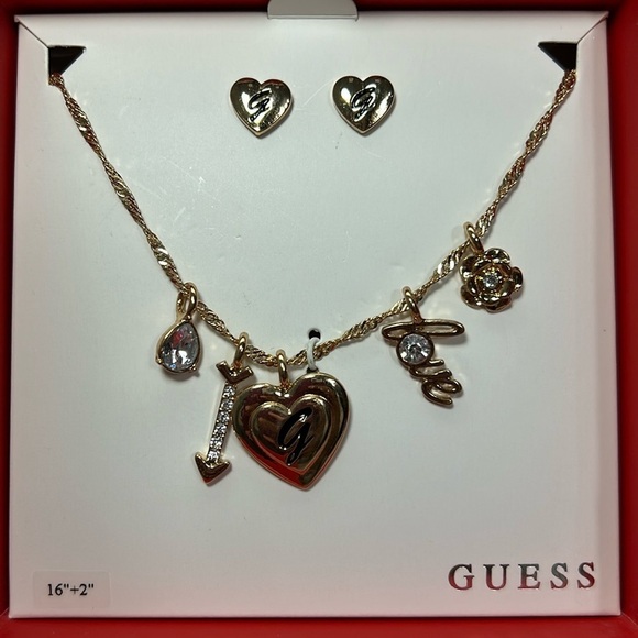 Guess Los Angeles Necklace set heart 16”+2” - Picture 4 of 7